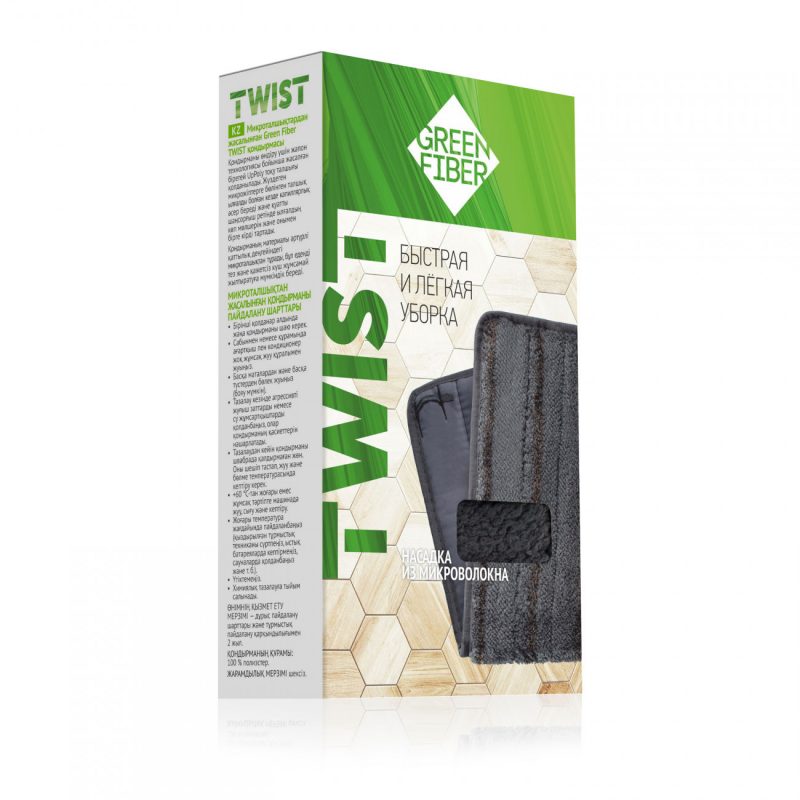 Насадка из микроволокна для швабры с отжимом Green Fiber TWIST, серая